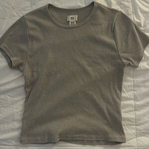 UO BDG Gray Ribbed Short Sleeve Top